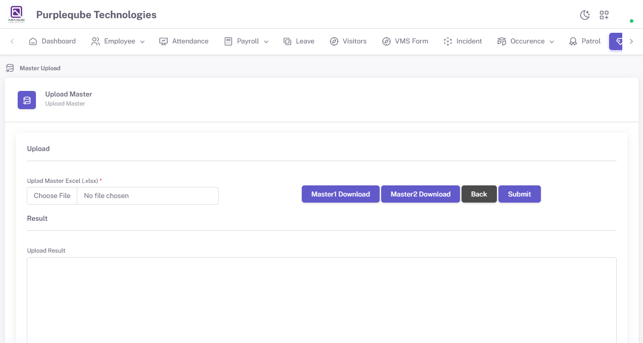 Master Upload Page